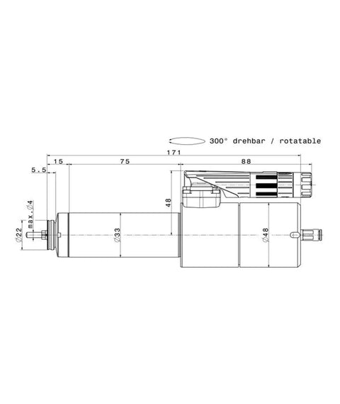 Top Shelf High Speed Water Cooled Spindle With Quick Automatic Tool Change And Serious Torque built for CNC machining, dimensions and design features.