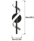 9W LED Wall Sconce With Aluminum Finish, ultra bright 1000 lumens 6000K cold white, black spiral design, dimensions shown