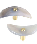 Moon Shaped Natural Agate Pull Handles Set Of 2 For Dresser Cupboard And Cabinet Drawers With Screws Polished Stone Knob Set