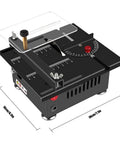 Top Shelf Mini Table Saw And Heavy Duty Portable Craft Station For Wood Cutting Sanding Engraving Drilling All In One Adjustable Desktop Power Tool, compact design.