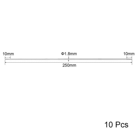 Sturdy M2 Pushrod Linkage Rod in Stainless Steel for RC Boats Cars Planes and Helis 250mm Long with 1.8mm Body Diameter and 10mm Thread Bendable to Fit Any Angles 10 Pieces