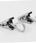 Close-up of Stainless Steel Curtain Clips Hooks 30 Piece Set for Easy Hanging of Draperies, durable, heavy duty, smooth glide.