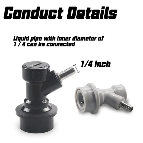 Keg Ball Lock Disconnect Set With Gas 1/4 Barb And Liquid 1/4 Barb Quick Disconnects Plus Beer Swivel Nuts For Home Brewing, black and gray 1/4 inch barbs