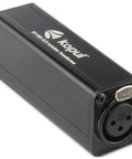 Black XLR Passive Isolation Transformer for studio, home, and stage use with balanced and unbalanced input, gold plated connectors.