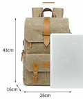 Beefy Retro Batik Canvas Backpack For DSLR Gear, Laptop Port, Large Capacity Camera Bag with dimensions and shock-absorbing compartment