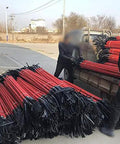 Heavy Duty Tough As Nails Red Fire Extinguisher With Long Handle Fire Mop Whip Pro Grade Emergency Safety Gear stacked on a truck.