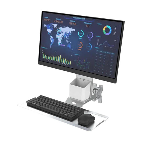 Level Up Your Workspace Setup With This Heavy Duty Monitor And Keyboard Wall Mount Industrial Floating Tray for small offices.