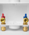 Premium Washing Machine Outlet Box With Center Drain Half Inch Push Fit Inlet To Three Quarter Inch MHT Outlet White