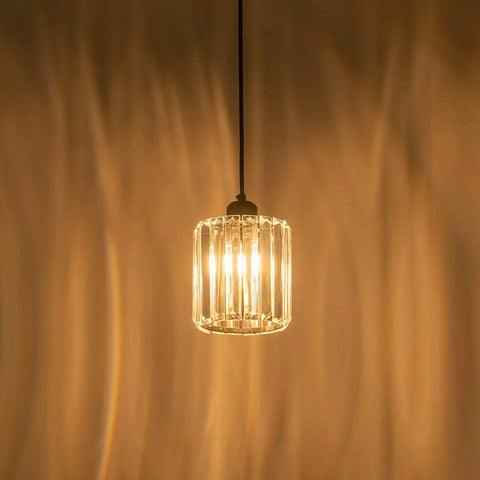 Modern Mini Crystal Pendant Light For Kitchen Island And Bar Lighting Fixture With Cylinder Crystal Design In Matte Black