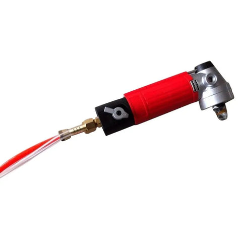 Air Powered Wet Polisher Sander 4 Inch Versatile Wet Stone Grinder 4500 RPM Pneumatic Front Exhaust, red handle detail