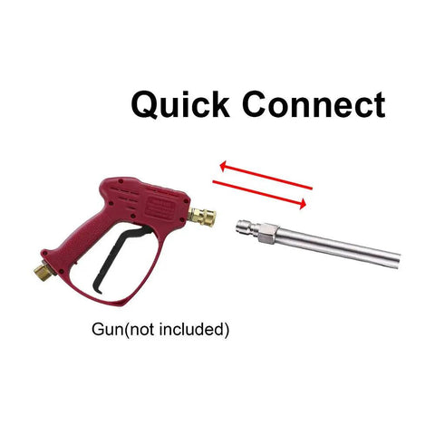 Pressure Washer Extension Wand 17 Inch Stainless Steel Lance With One Quarter Inch Quick Connect Brass Fittings shown detached