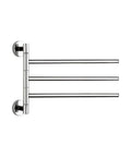 14 Inch Triple Swivel Towel Bar In Chrome Finish Wall Mounted Brass Construction For Hand Towels And Bath Accessories