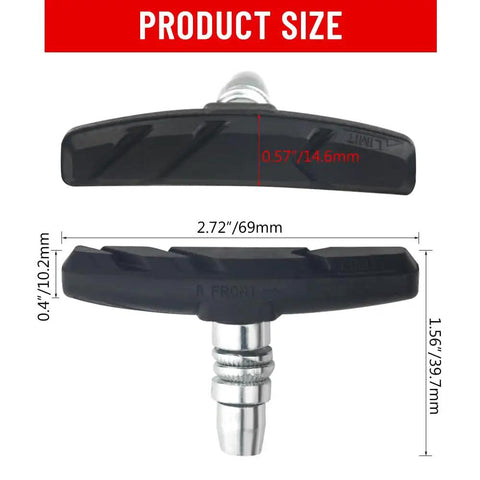 Six Pairs Bike Brake Pads With Hex Nuts And Spacers For Cruiser Mountain Bikes And MTB, Heavy Duty Rubber And Metal, Size Details