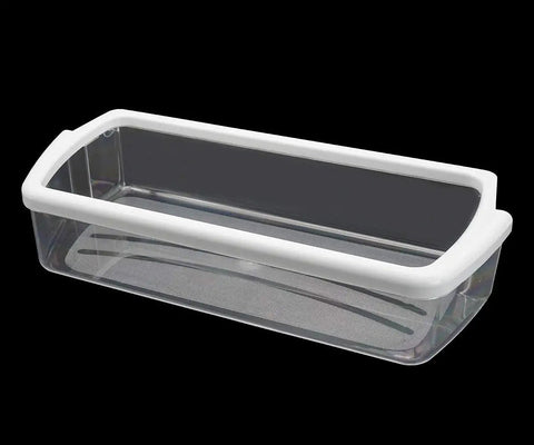 Two Pack Whirlpool Refrigerator Door Bin Replacement W10321304, clear shelf bin with white top rim, durable storage organizer