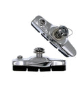 Two Pairs 55mm Road Bike Brake Shoes With Lightweight Alloy Holder For No Fuss Install, Durable Brake Pads For Caliper Brakes, Compatible With Shimano SRAM Tekto And Other Brands, Ideal For Road, Hybrid, And Commuter Bikes displayed.