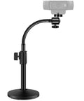 Heavy Duty Flexible Webcam Stand Arm With Smooth Tilting Desk Camera Mount Holder For Universal Quarter Inch Threads And Logitech Gear, black steel mount.