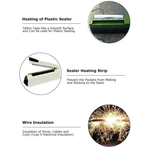 Ultra Slick PTFE Teflon Tape Half Inch By Thirty Three Feet 0.18mm High Temperature Low Friction Adhesive Tape used for plastic sealing and wire insulation