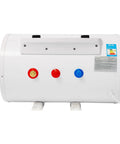 Heavy Duty 1500 Watt Electric Tank Water Heater Delivering 9.25 Gallon Hot Water Built Solid Stainless Shell With Protective Enamel Lining back view with connection ports.