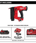 18 Gauge Brad Nailer With Zero Ramp Up Time Instant Fire shown with battery, charger, and red contractor bag
