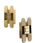 Beefy Invisible Door Hinges 3D Adjustable Concealed Butt Hinge Zinc Alloy With Shiny Gold Finish Hidden Mount