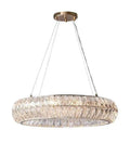 Curved Crystal Ceiling Pendant Light Ring LED Lamp Modern Home Decor Warm Glow Adjustable Wire Fixture hanging above view.