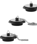 General Use Bath Tub Drain Stopper, with 10CM Chain, featuring a chrome finish and rubber base for effective sealing.