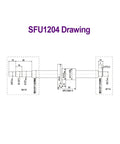 Kickstart Your CNC Build With This Sweet Ballscrew SFU1204 Kit Featuring A Solid 12mm Diameter And C7 Precision For Smooth 250mm Runs Perfect For Nema23 Motors. SFU1204 technical drawing with 12mm shaft and BK10/BF10 ends