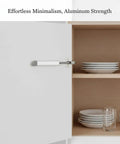 Press To Open Cabinet Latch Aluminum Alloy Push Catch for handleless doors silver finish installed on kitchen cabinet