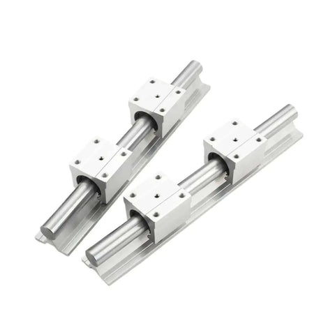 Top Tier High Precision Linear Guide Rail Kit With 4pcs Sbr16uu Ball Bearing Block Slider And Two 700 Millimeter Rails For Smooth 3D Printing And CNC Machines That Run Like A Dream Without Any Sticky Glitch Issues Or Noise. Steel rail kit with 4 SBR16UU blocks on two 700mm rails.