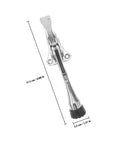 Heavy Duty Zinc Alloy Kickdown Door Stopper With Rubber Tip And Floor Grip Adjustable Drop Door Holder For No Slam Propping Open Doors In Silver Finish For Home And Office, showing dimensions.