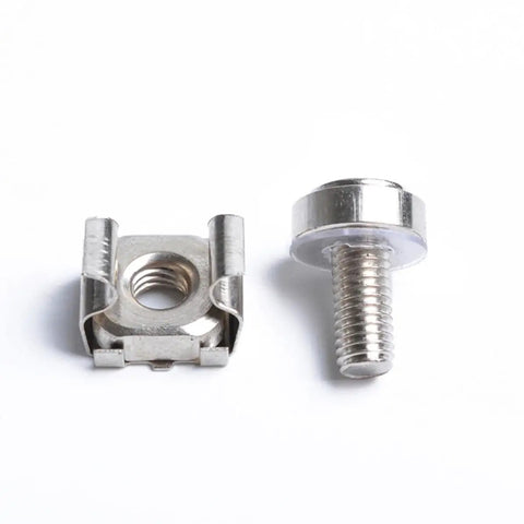 Two Sets Square Hole Cage Nuts With Mounting Screws And Washers, Nickel Plated Iron, Heavy Duty And Easy Install, Corrosion Resistant Metric Nut
