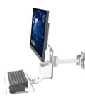 Heavy Duty Monitor Arm Wall Mount With Adjustable Keyboard Tray Rock Solid Industrial Computer Desk Stand Space Saver with monitor and keyboard.