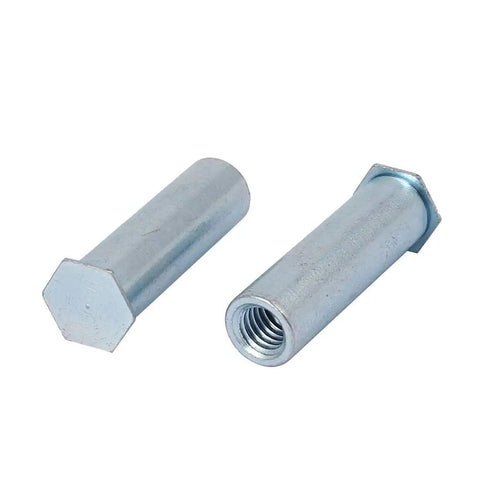 Killer Zinc Plated M6 Self Clinching Standoffs Hex Head Blind Nut Bolts 30mm Carbon Steel 20 Piece Set shown in close up.