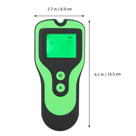 Electronic Wall Finder Detects Wood Metal Studs and Live Wire, green LCD wall scanner, handheld portable size 2.7 x 6.1 in.