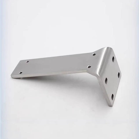 Heavy Duty Stainless Steel Wall Mount Shelf Brackets Built Like A Tank For 90 Degree Corner Support Comes Fully Loaded With Mounting Screws For Rugged Everyday Shelving, angled view of a single bracket.