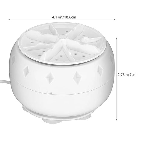 Portable USB Powered Mini Washing Machine For Travel And RV Adventures Snap A Quick Spin On Your Favorite Threads Without The Hassle, compact design, 4.17in diameter.