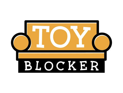 Adjustable Under Couch Gap Shield Blocking Toys Dust And Remotes From Snaking Under Sofas Beds Or Cabinets With Hassle Free Snap Fit and Tough Flexible Core graphic with 'TOY BLOCKER' text design.