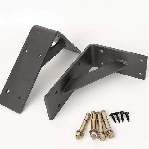 Heavy Duty Industrial Wall Mount Shelf Brackets Go To Space Saving Iron L Braces Sleek Black with screws and anchors