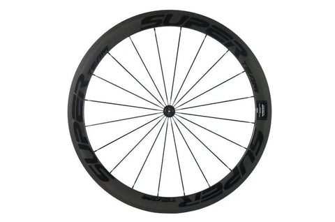 Beast 50mm Carbon Basalt Braking Surface Clincher Road Wheelset 700c with matte 3k finish, viewed from the side