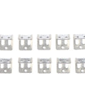 Heavy Duty Five Hole Sofa Spring Clips To Rescue Saggy Seats Straight Up Carbon Steel furniture fasteners in a row.