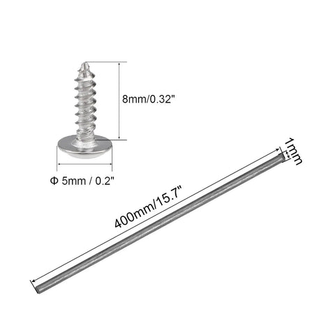 High Grade Top Shelf 10 Pack 1mm X 400mm Carbon Fiber Rods And 50 Pack 2mm X 8mm Self Tapping Screws dimensions of components