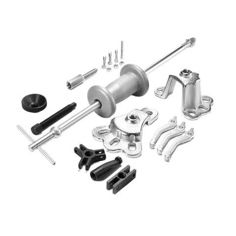 Universal Auto Bearing Hub Puller Slide Hammer Kit For Axle Seal Disassembly Tool Set For Garage Mechanics Fixing Rigs Or Beaters To Restore Wheel Hubs Cars Trucks Fast Using Badass Gear To Get The Job Done Without Calling Pros For High Prices. Metal slide hammer hub puller set with adapters and jaws