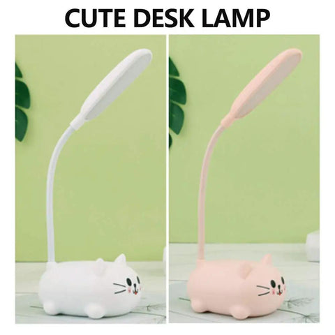 Kids Cat Desk Lamp With Flexible Gooseneck LED Eye Care Light For Homework And Reading Pink Cute Kawaii Desk Accessory Gift