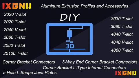 Heavy Duty T Slot Aluminum Extrusion 20 Series For DIY 3D Printer Parts And CNC Projects Black Anodized 1000mm Two Piece Pack