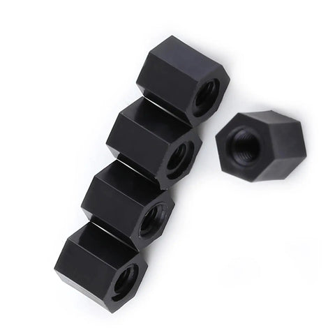 Premium Black M3 Female To Female Hex Threaded Standoff Spacers 100 Pcs PA66 Nylon stacked view for circuit board mounting.