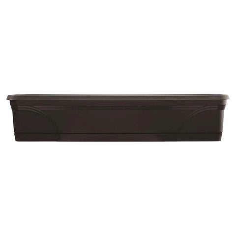 Set Of 2 36-Inch Rectangular Planter Pots For Indoor Outdoor Use, Weather-Resistant Resin Garden Boxes With Medallion Window Display