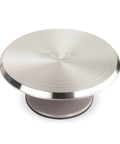 12 Inch Heavy Duty Aluminum Cake Turntable Stand Rock Solid Rotating Lazy Susan with smooth surface for frosting cakes.