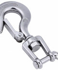 304 Stainless Steel Clevis Slip Hook With Safety Latch And Swivel Eye 5/16 Inch Heavy Duty for Rigging and Towing, 650KG