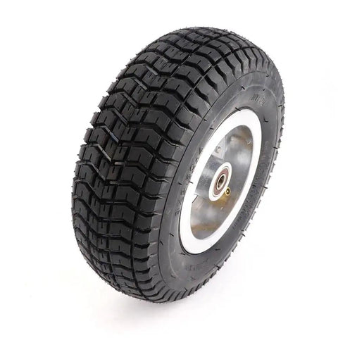 Beefed-Up 9 Inch Wheel With 9x3.50-4 Tires And 3.00-4 Inner Tube, rubber grip, smooth urban ride, for scooters and skateboards.