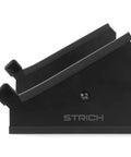 Side view of Heavy-Duty Adjustable Desktop Stand For Sampler, Synth, And MIDI Controller Or Drum Machine, Non-Slip Base, black finish.